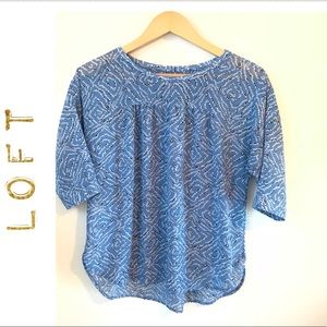 Loft blue and white pattern top.