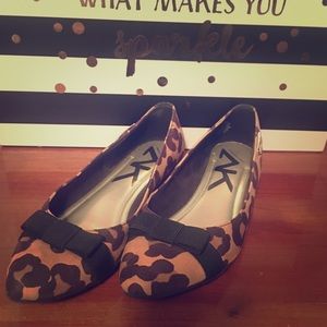 Anne Klein Leopard Flats with Bow