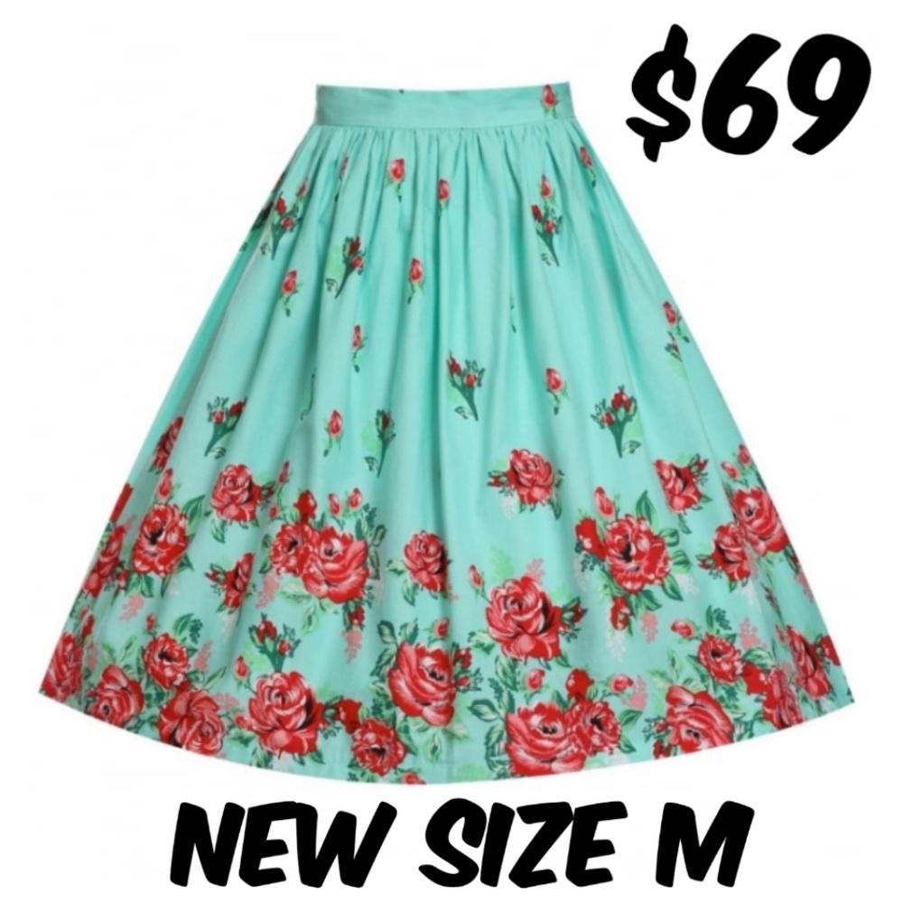 Rose Floral Pin Up Pocket Skirt - Picture 1 of 4