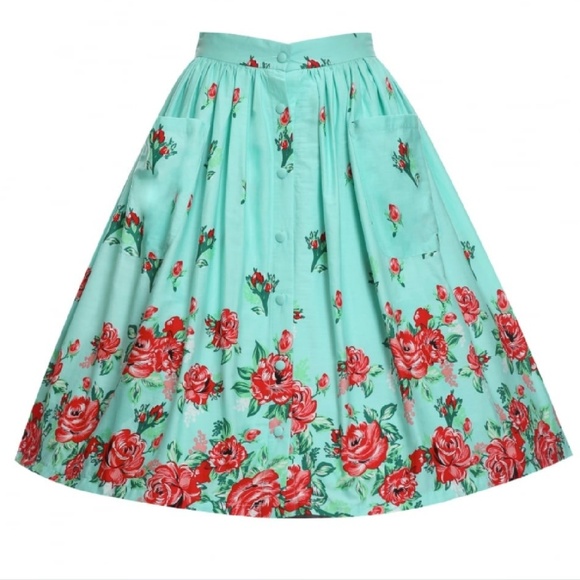 Rose Floral Pin Up Pocket Skirt - Picture 4 of 4