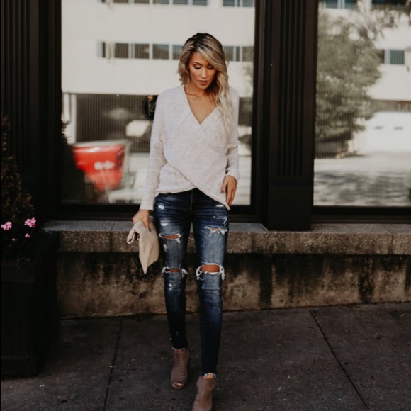 ❤️Last One❤️ Oatmeal Wrap Sweater - Picture 7 of 8