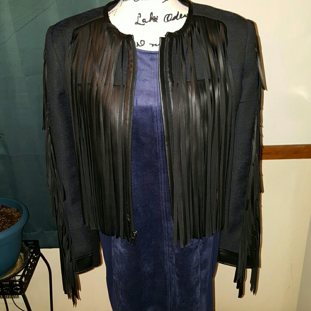 Jacket with leather fringe
