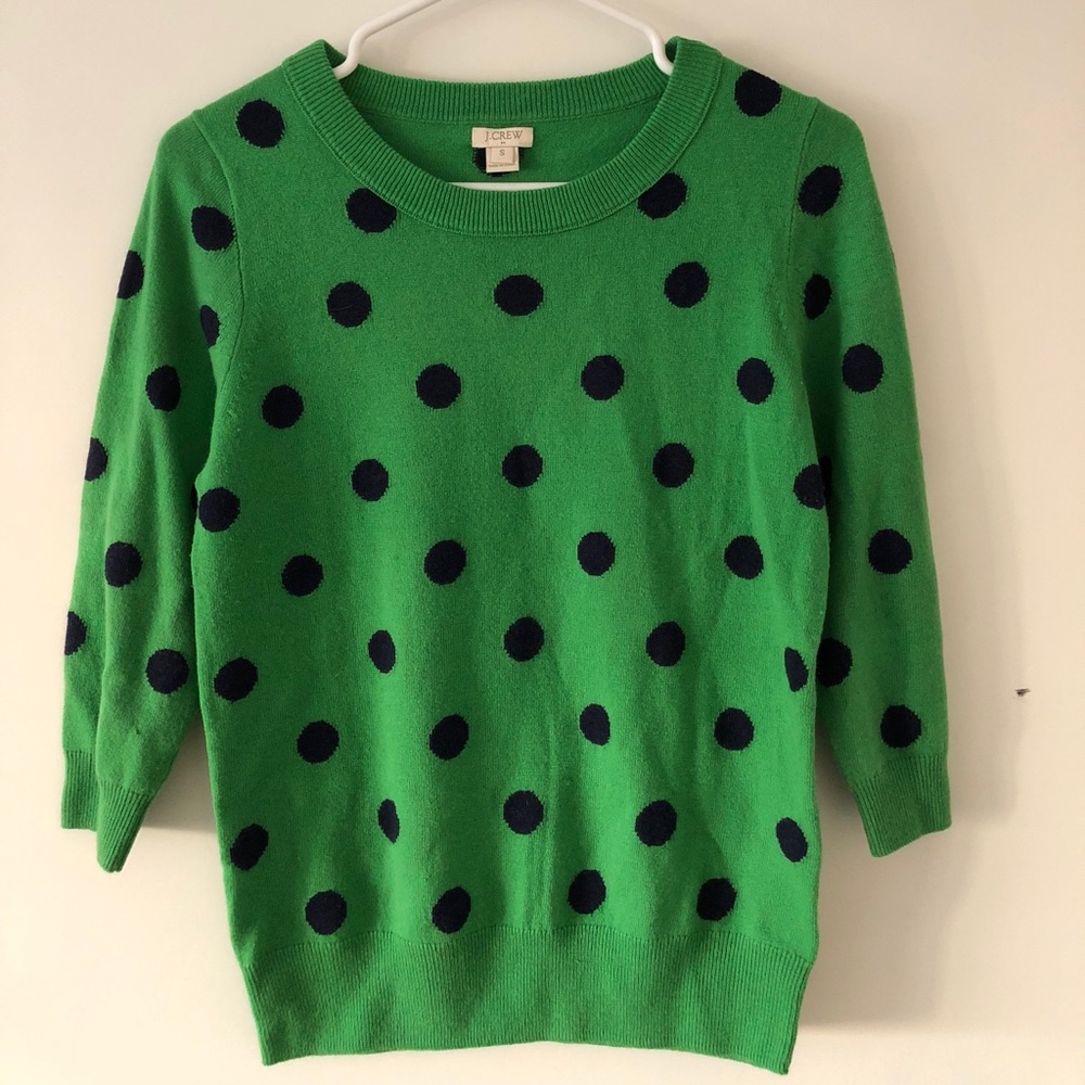 J Crew Polka Dot 3/4 Sleeve Sweater - S