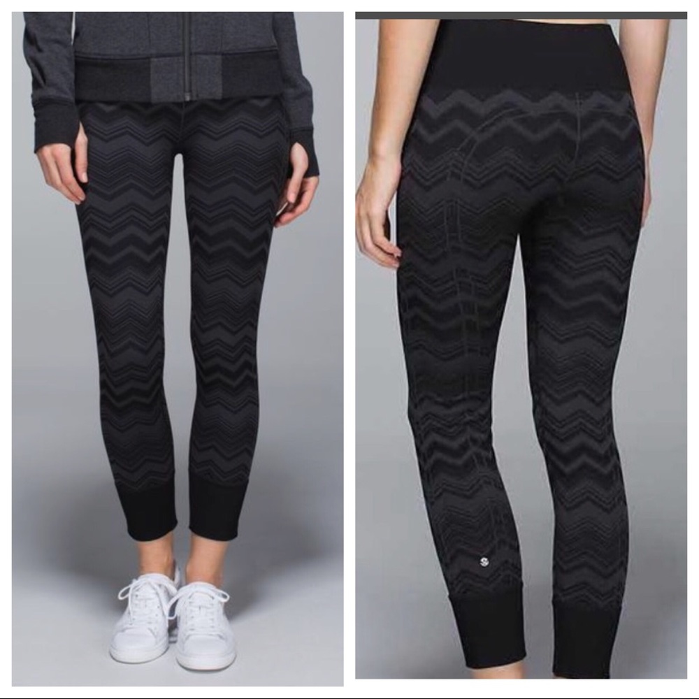Lululemon ebb to street chevron legging black+gray