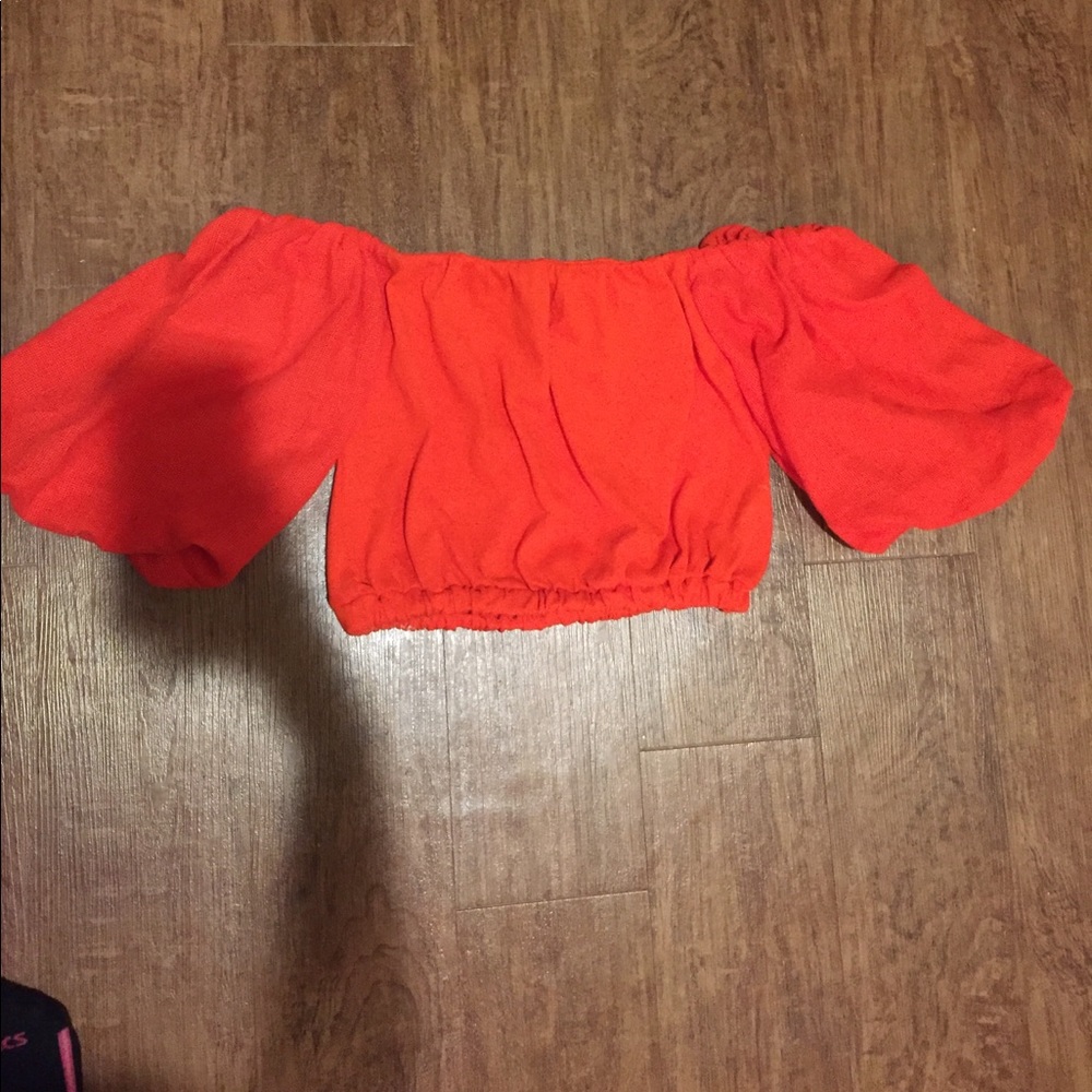 Off the shoulder red crop top!