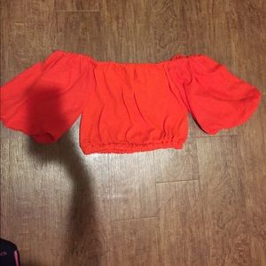 Off the shoulder red crop top!