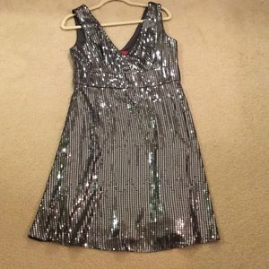 JS Collections Silver Sequin Dress (size 10)
