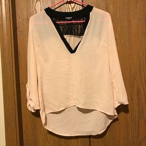 Charlotte Russe Pink blouse with black lace back