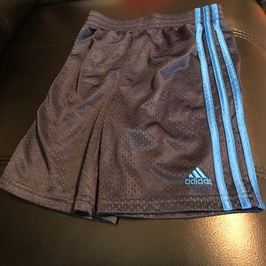 Boys mesh Adidas shorts. Blue on blue