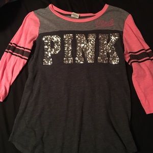 Victoria’s Secret PINK bling baseball tee