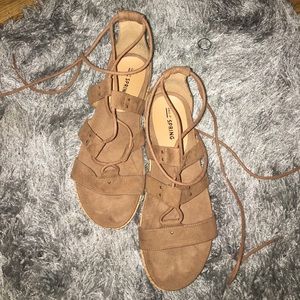 Brown sandals with wooden platform