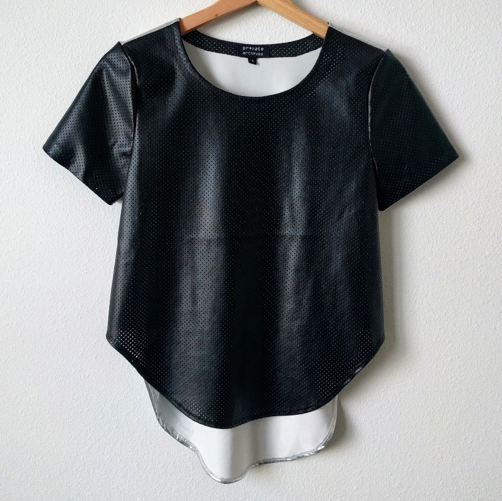 NWOT Private Archives Perforated Metallic back Top