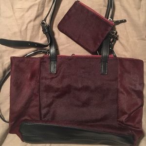 Foley & Corona Dk Red Pony Hair calf handbag