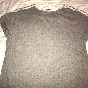Adidas striped gray shirt.