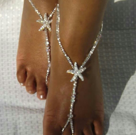 swarovski crystal barefoot sandals