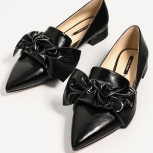 Zara black flats with bow detail