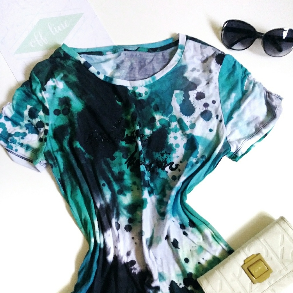 🚺CALVIN KLEIN Ink Splatter Short Sleeve Top