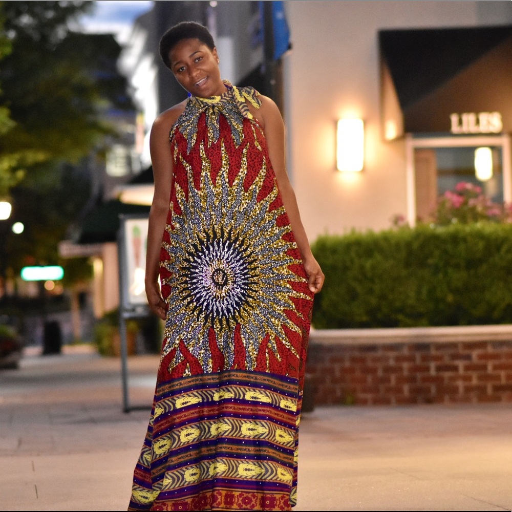 African Print Women Maxi Long Dress For Plus Size