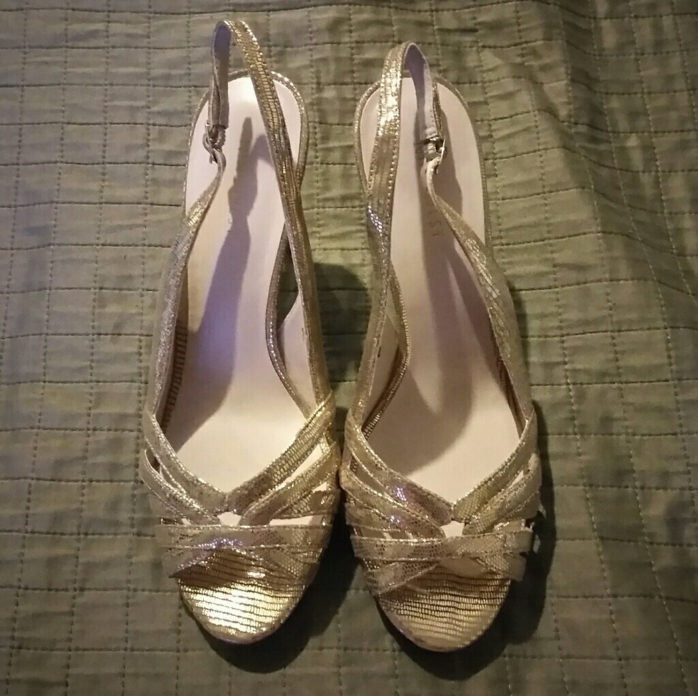 Nine West Jakana Leather Open Toe Slingback Heels