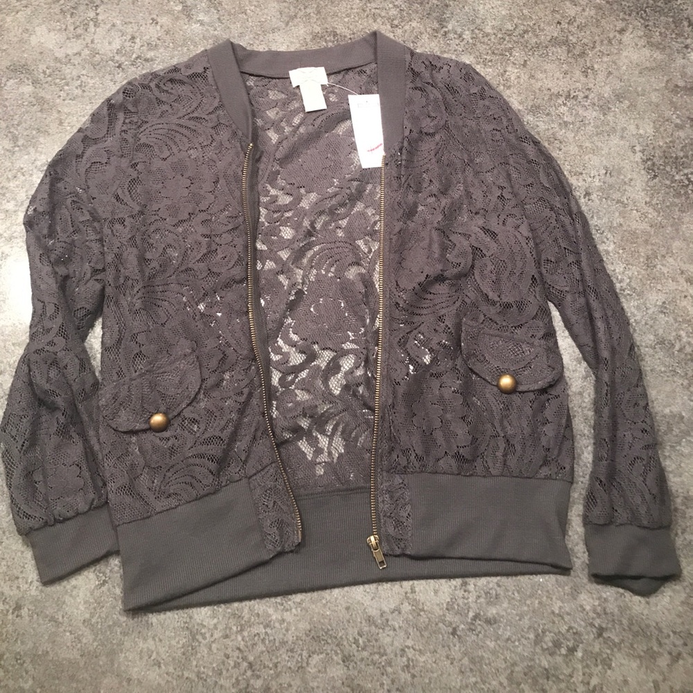 Eyelash cloture zip up jacket size large