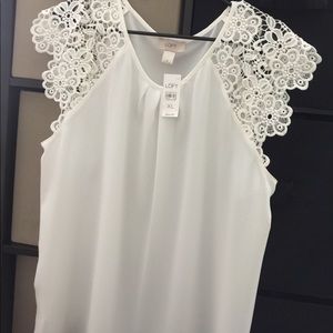 Loft Blouse with Lace Cap Sleeves