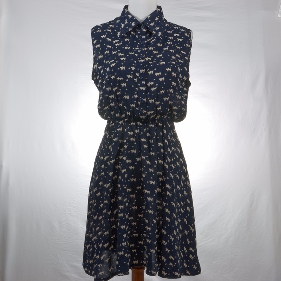 Dresses & Skirts - NWOT  Navy Blue Cat Prints Sleeveless Dress