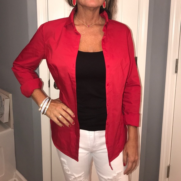 NWT red button down - Picture 3 of 8