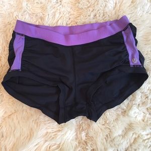 Lululemon Black and Purple Spandex Shorts Sz. 8
