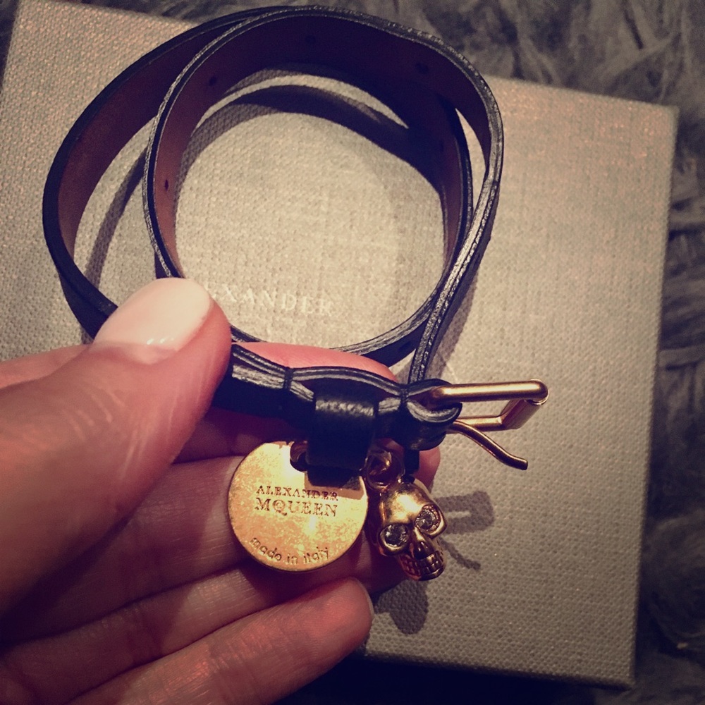 Alexander McQueen double wrap skull bracelet