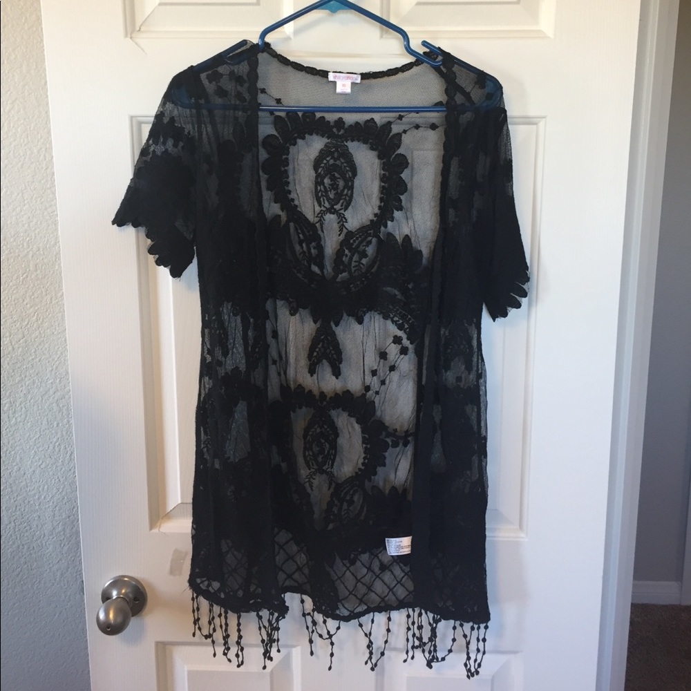 Black Lace Open Coat