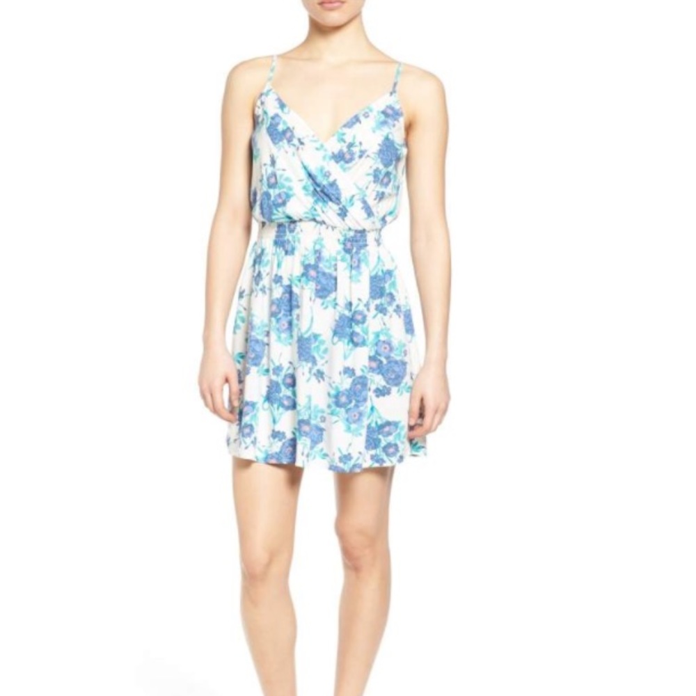 Frenchi Surplice Slipdress White &a floral XS