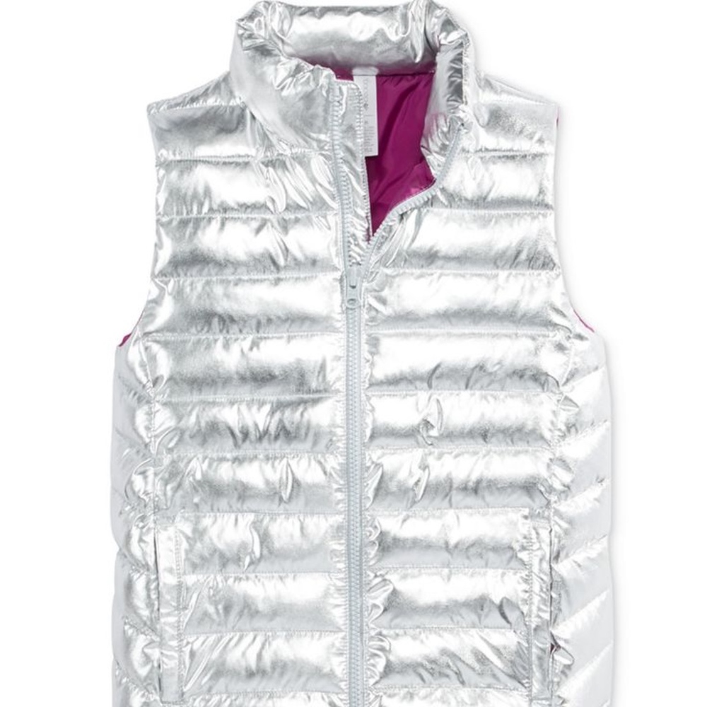 Quilted Puffer Vest - Silver
