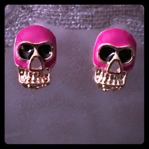 🆕 PINK☠️18kGold & ENAMEL SKULL EARRINGS