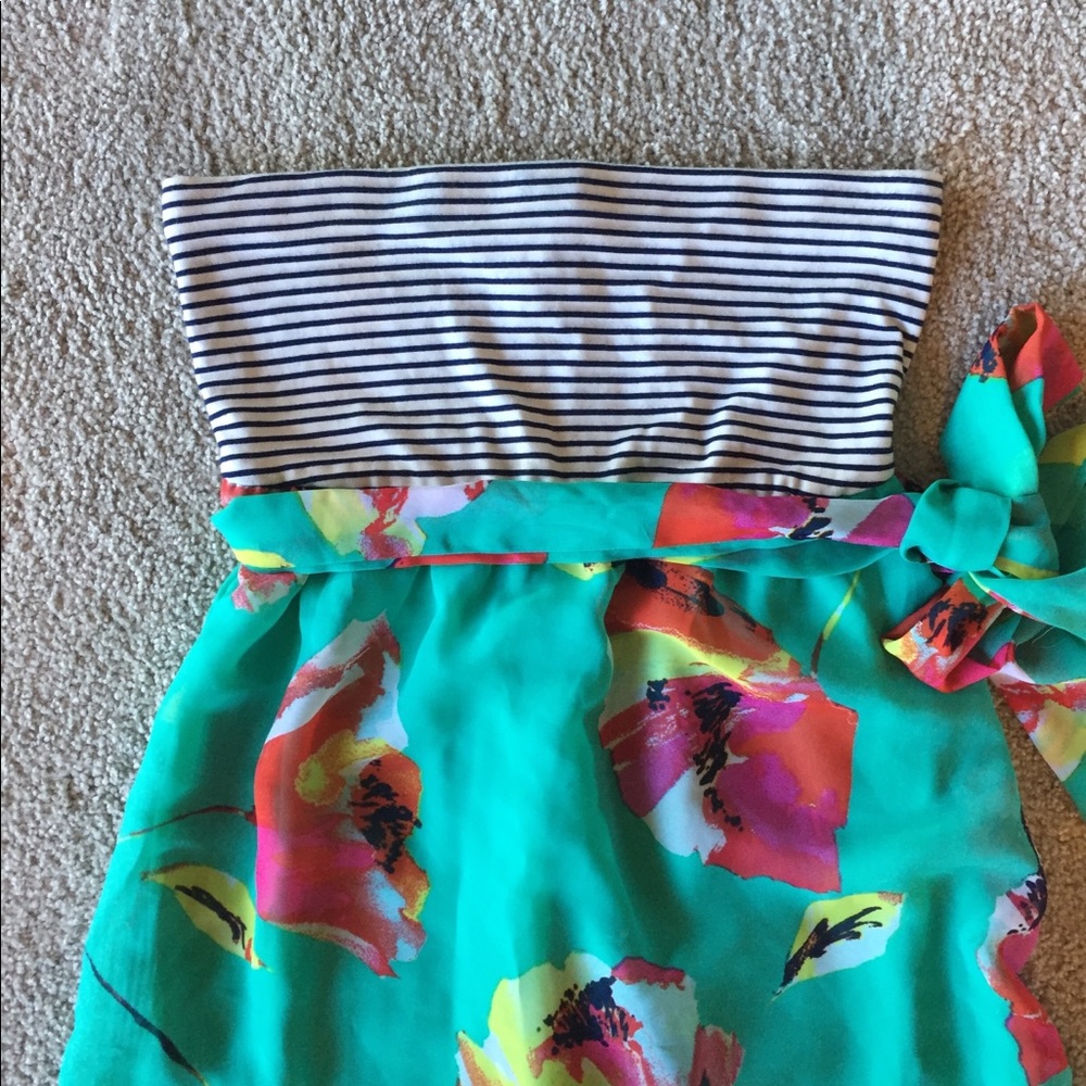 Flattering print maxi dress, stripes and flowers - Picture 2 of 4