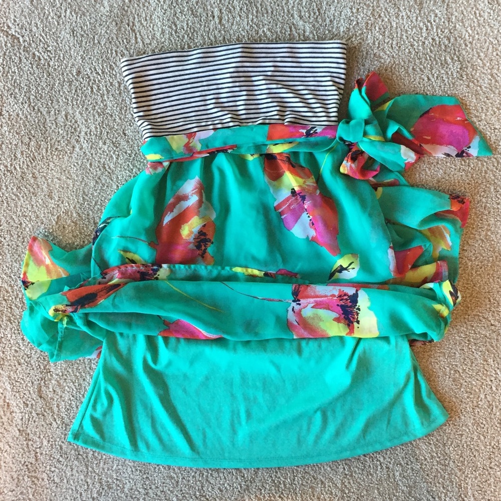Flattering print maxi dress, stripes and flowers - Picture 3 of 4