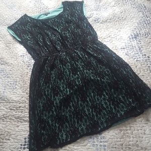 BeBop Mint and Black Lace Dress