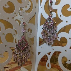Pink rhinestone/crystal chandelier earrings