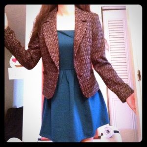 Caslon Dark Chocolate Brown + Blue Blazer Jacket 8