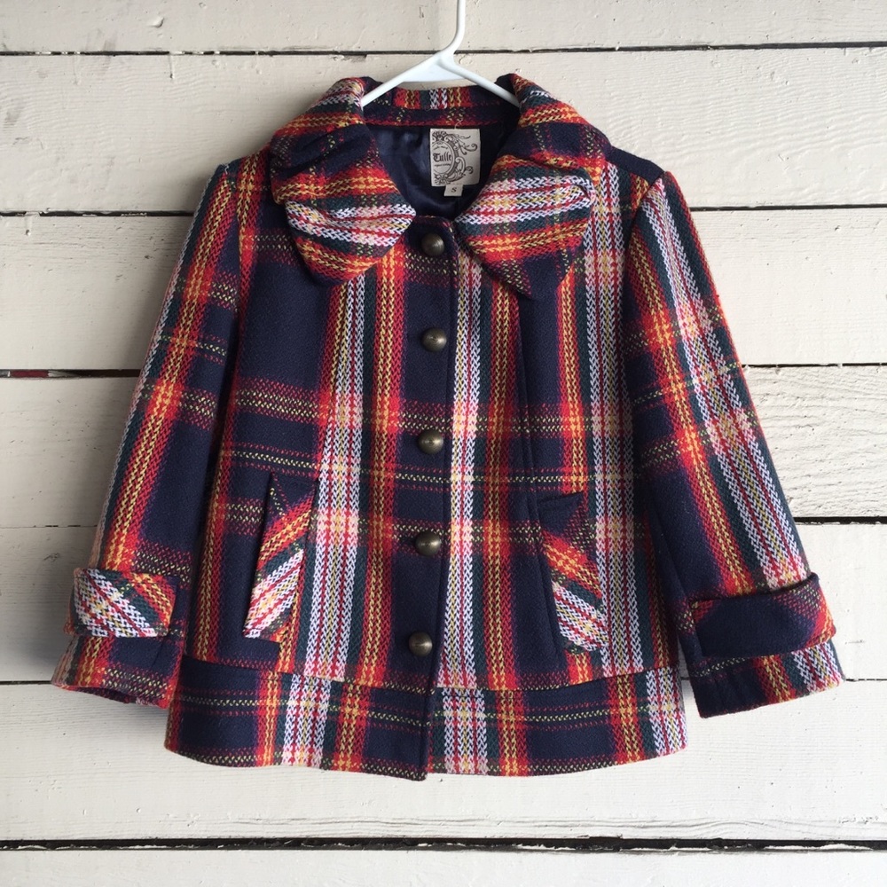 3/4 Length Plaid Pea Coat