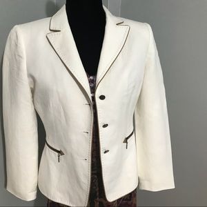 Tahari Cream Button Front Blazer