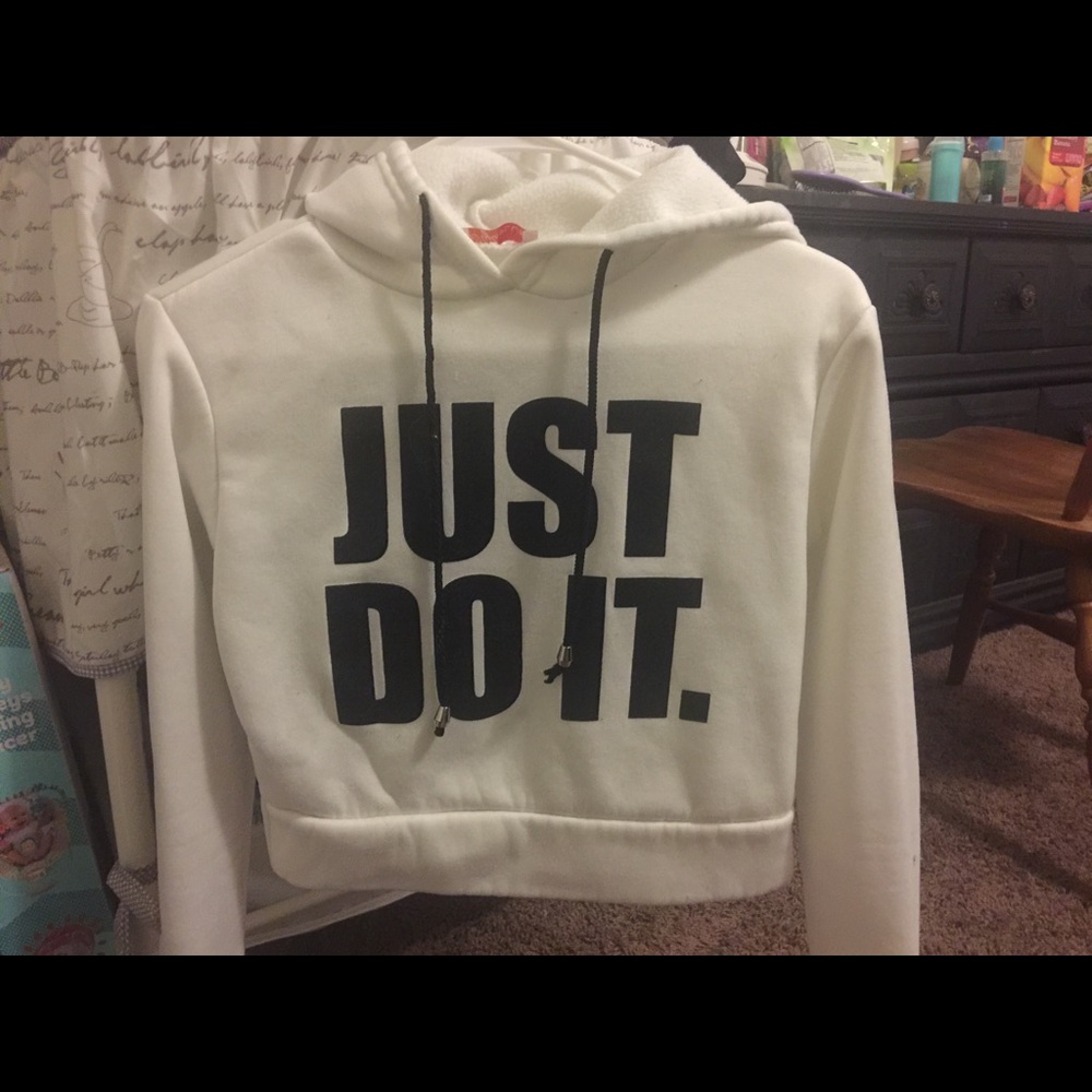 Just do it crop top hoodie .