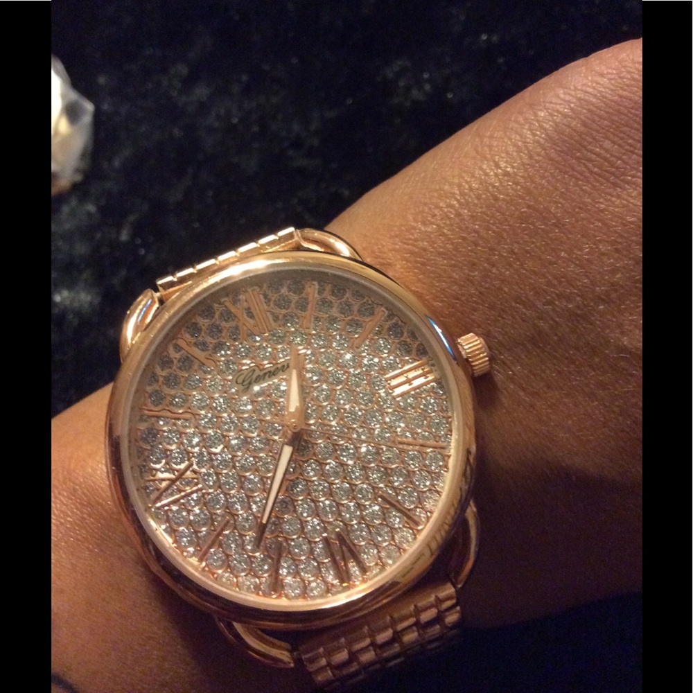 Rose gold new Geneva women’s watch.