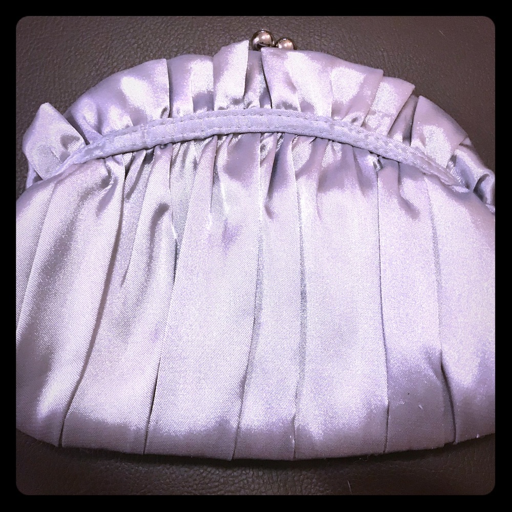 Silver satin clutch