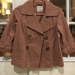Mauve pink light weight pea coat, Old Navy XS