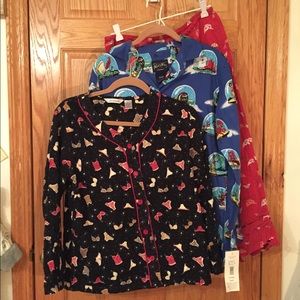 3 piece pj bundle-2 button-down shirts 1 pj bottom