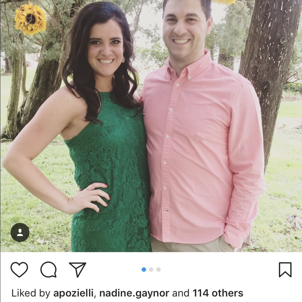 Green Lace Patterned Cocktail Dress