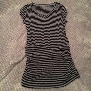 Black and grey striped maternity t