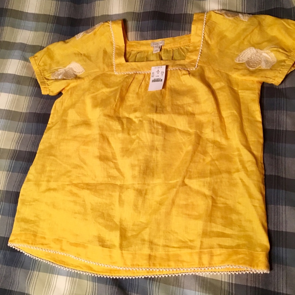 NWT J Crew yellow peasant blouse
