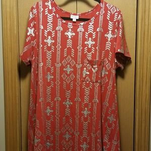 LuLaRoe 3xl Elegant Carly Red and Silver