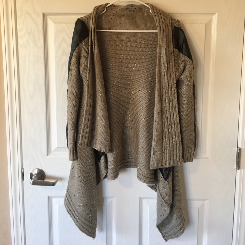 Yaira Faux Leather Sleeve Cardigan
